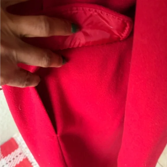 Marvin Richards Vibrant Scarlet Red Long Wool Coat Jacket - Picture 8 of 11